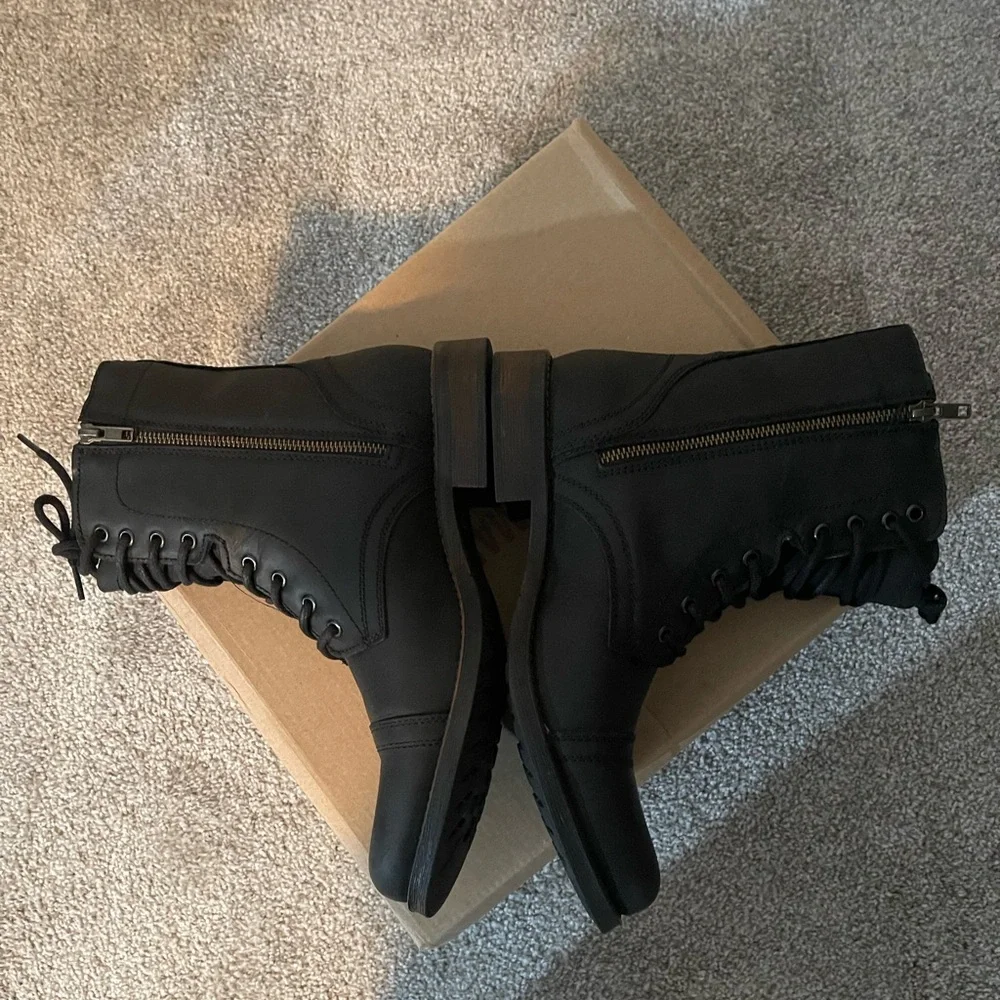 Steve Madden Troopah-C Combat Boot Men’s 10.5 Black Leather - Picture 6 of 11